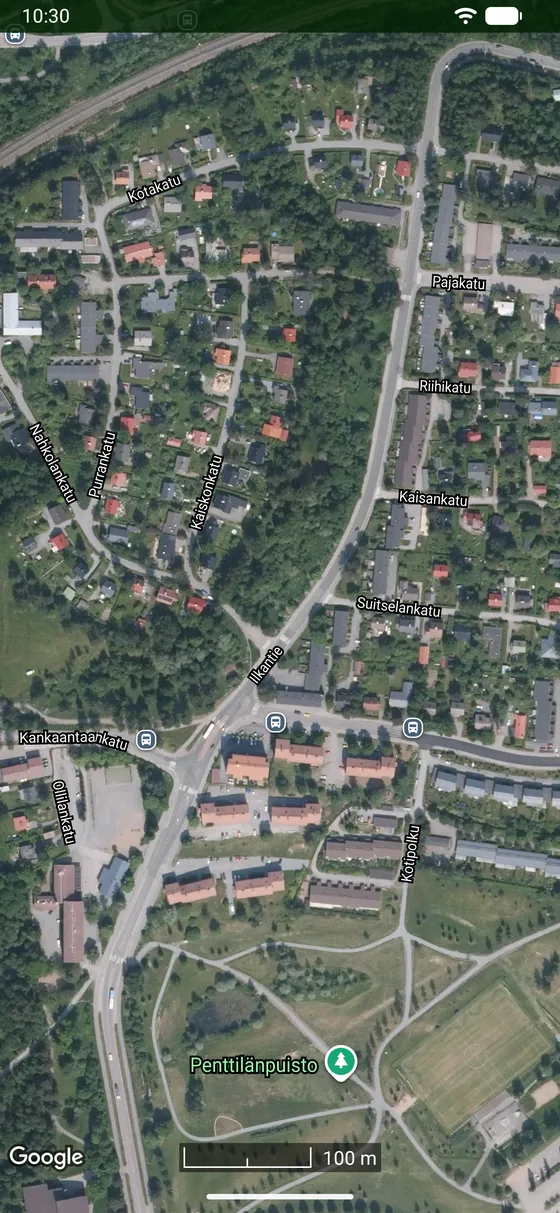 Ilmakuva puhelimen näytöllä